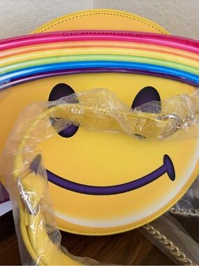 Yellow Rainbow Smiley Face Crossbody Bag - Unbranded
